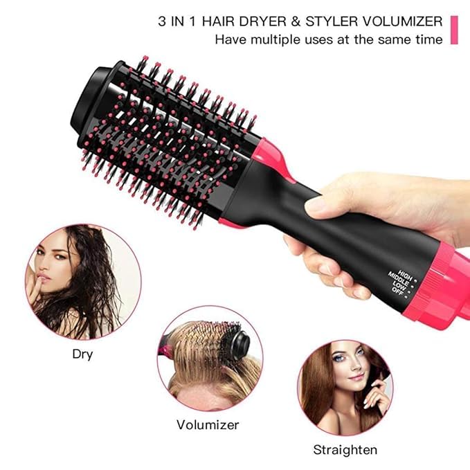 Image of One Step Hair Dryer And Volumizer,Hot Air Brush, Blow Dryer Brush, Ceramic Electric Blow Dryer Styler Straightener, 3 In1 Styling Oval Comb, Negative Ion Hair Straightener Brush