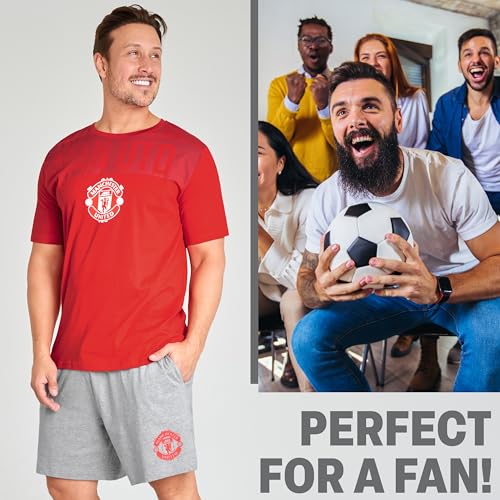 Manchester United F.C. Mens Pajamas Set, Breathable 2 Piece Short Lounge Wear - Gifts for Men2