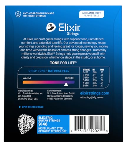 Image of Elixir OPTIWEB Custom Light 009-.046#19027 Electric Guitar Strings, Set of 2