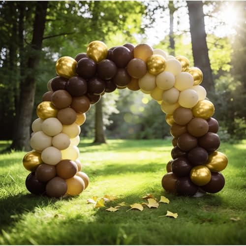 Image of Bezente Brown and Gold Balloons Set 60pcs 12 inch