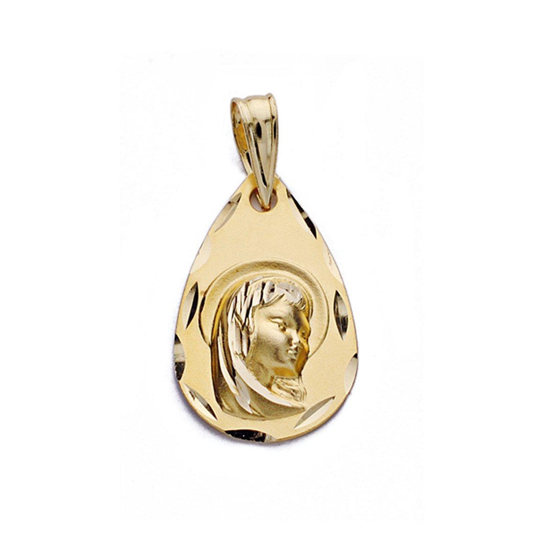 Medalla oro 18k Virgen Nina gota [AA0575]