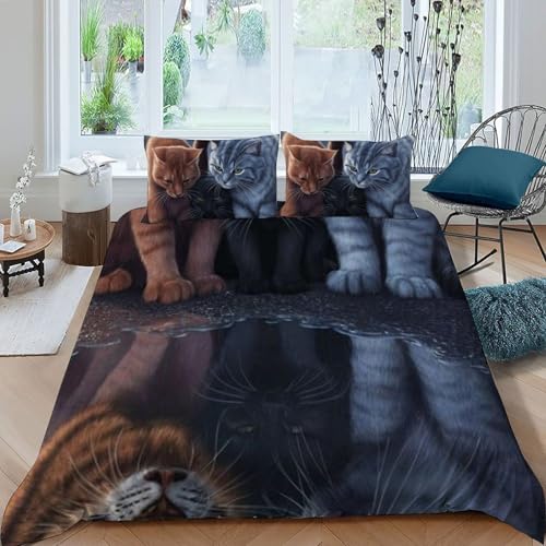 Housse de couette Chaton 3D Super King 260x220 en microfibre