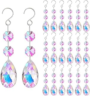 H&D HYALINE & DORA 20pcs 38mm Teardrop Chandelier Crystal Pendants,Colorful Teardrop Crystals for Chandeliers,Crystals for Chandeliers with Hooks