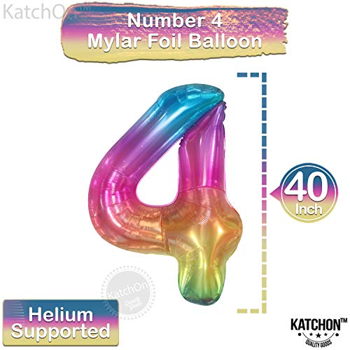 Image of KatchOn Giant Rainbow 4 Balloon Number - 40 Inch | Number 4 Balloons