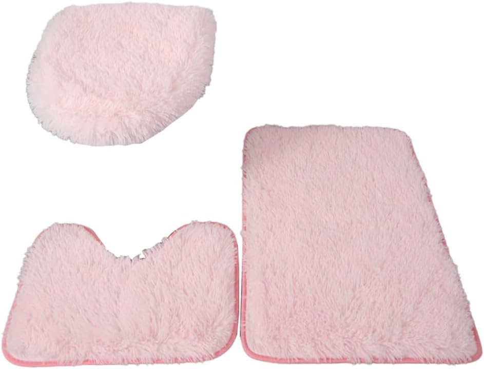 Toilet Mat, Lid Cover, 3-Piece Set, Toilet Seat Cover, Fluffy, Absorbent, Anti-Slip, U-Shaped, O-Shaped, Unisex, Non-Slip, Wipable, Solid, Quick Drying, Odor Resistant, Stylish, Toilet Floor