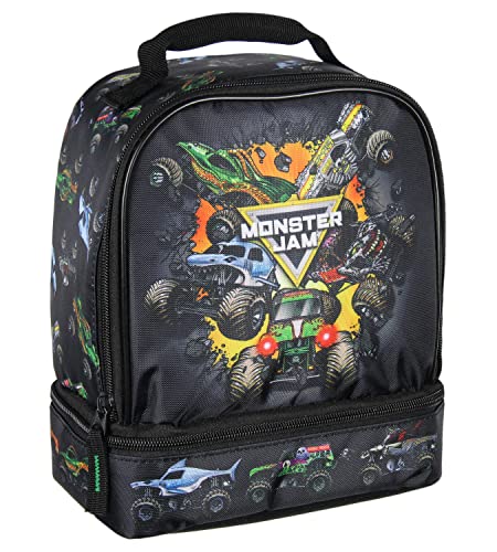 INTIMO Monster Jam Grave Digger Megalodon Pirates Curse Dual Compartment Lunch Box Bag 9.5
