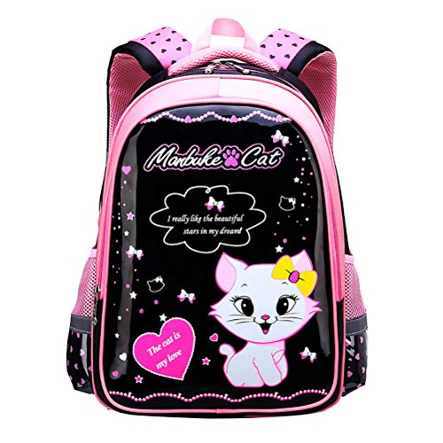 Preisvergleich Produktbild HELEVIA Kinder Rucksack Katze Kinder Cartoon Schulranzen Schüler Mädchen Süßer Prinzessin Rucksack Wasserabweisend Nylon Schulranzen, Schwarz (Schwarz) - FA1121771_BKL-953-1620187871