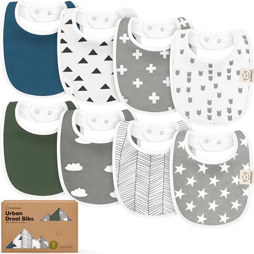 Image of 8-Pack Organic Baby Bibs for Boys, Girls - Soft Cotton Drooling and Teething Bibs for Baby Girl & Boy, Extra Absorbent, Easy To Clean & Put On for Toddler, Newborn, Infant 0-24 Months (Crossroads)