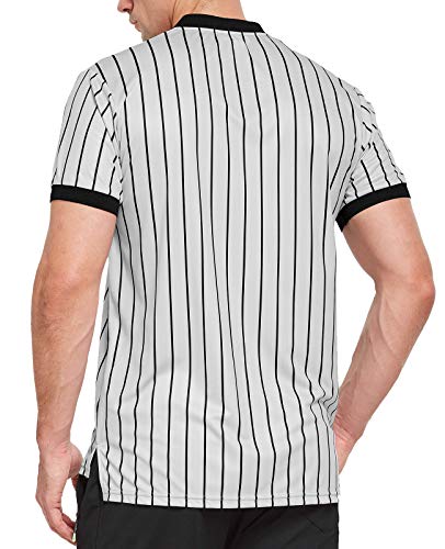 Fitst4 Basketball Officials Grey Wrestling V-Neck Performance Referee Shirt Ref Jersey Uniform Umpire Costume With Short Sleeve Black Pinstripes For Basketball Football Soccer #TOP2