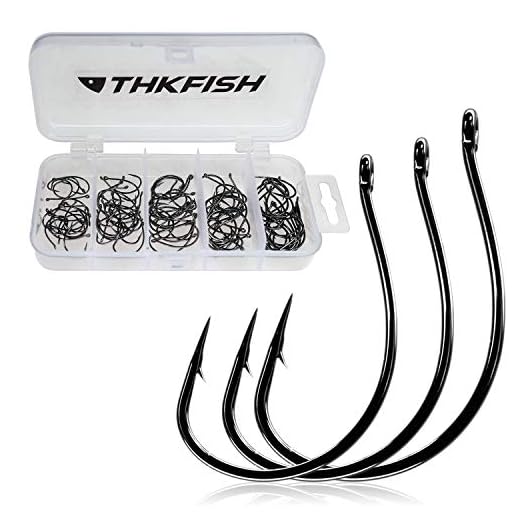 THKFISH 50Pcs/Box Fishing Hooks Drop Shot Hooks Wacky Worm Fish Hooks Size #3#2#1 1/0 2/0 Offset Circle Hooks for Fishing