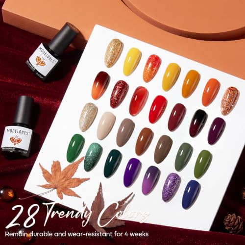 Image of modelones Gel Nail Polish Set Color Changing 28 Colors Primer Top Base Coat