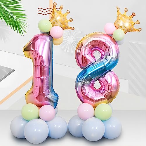 Image of 40 Inch Giant Rainbow Number 1 Balloons, Birthday Balloons, Helium Mylar Foil Big Number Balloons for Birthday Party Decorations, Kids' Birthday Anniversary Party Baby Shower Unicorn Parties