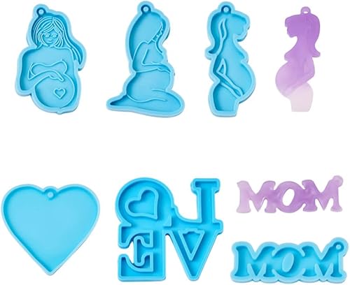 Cheriswelry 6 moldes de silicona para mujeres embarazadas, moldes de resina con forma de corazón de 2.756-3.150 in para bricolaje, colgante de disponible en Yaxa Costa Rica