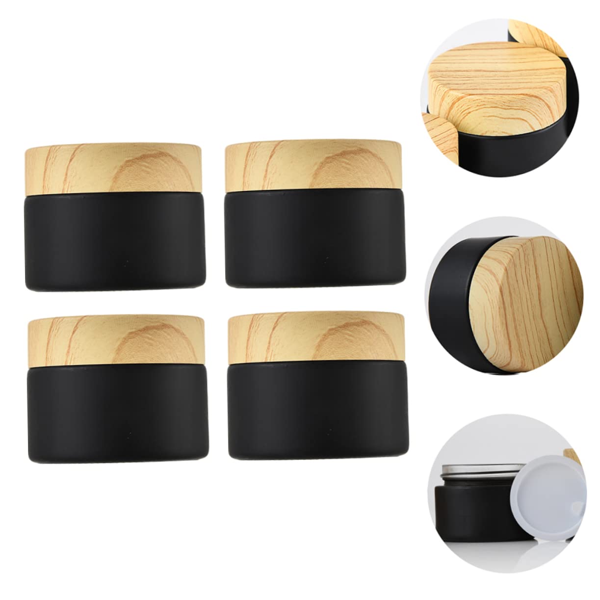 Barattolo Cosmetico in Vetro Nero Opaco 20g, Set 4 Pezzi