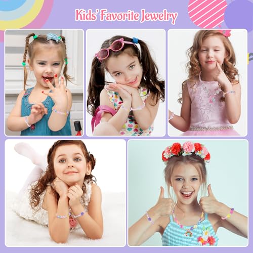 image for Faburo 10pcs Kids Jewelry for Girls -5 Necklaces, 5 Bracelets, Little 
