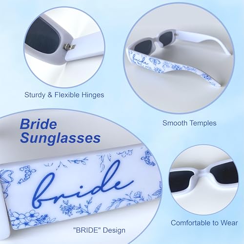 Bride Squad Bachelorette Party Favors Bride Sunglasses UV400 Shades Bride to be sunglasses for Bridal Shower Gifts, Bachelorette Sunglasses for Beach Photos - Wedding& Engagement Gifts(White)3