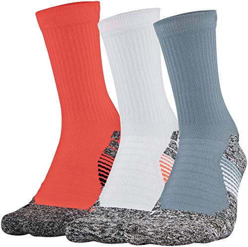 Under Armour Adult Elevated+ Performance Crew Socks, 3-Pairs, Lichen Blue/Halo Gray, Shoe Size: Men 8-12; Women: 9-12