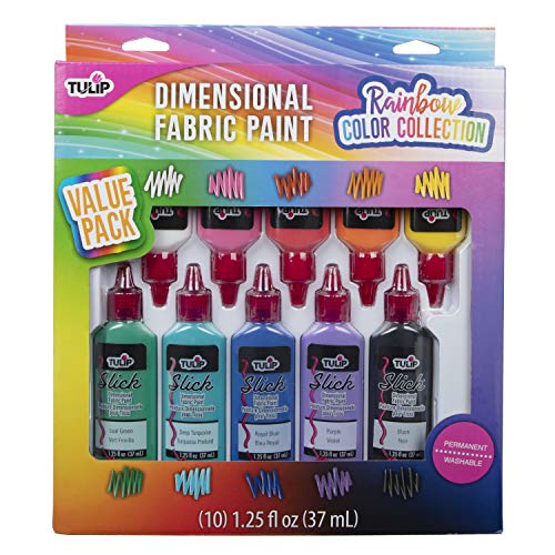 Tulip 1.25 fl oz 10 Pack Rainbow Dimensional Paint, Color Collection