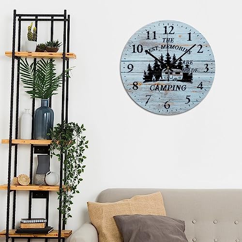 Reloj de pared redondo analógico silencioso de madera 10 pulgadas miniatura 5