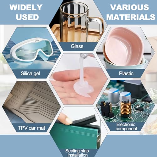 Miioto Silikon Flüssig, Silikon Tube, Silikonkleber Transparent, Glaskleber Transparent Stark Wasserfest, Silikonkleber Geeignet für Kunststoff, Glas, Industrie und Andere Superkleber, 100ml