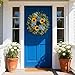 HipTree 24 Inch Spring Summer Wreath for Front Door,Handmade Yellow Blue Silk Hydrangeas & Sunflowers Floral Wreath for Valentines Day Decorations,Mothers Day,Farmhouse,Indoor Outdoor and Wall Decor