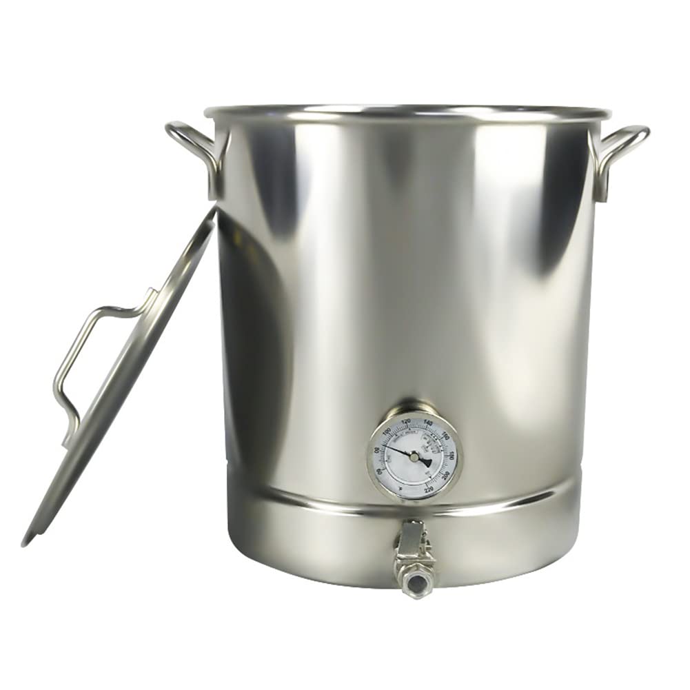 304 Edelstahl Heimgebrauchskessel, 30-60L Kochtopf Mit Ventil, Doppelte Filtrierung, Thermometer Und Filter Brühgruppe (Silber),30L