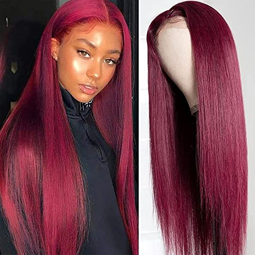 ULOVE HAIR 99j Burgundy 13x4 Lace Front Wigs Human Hair Pre Plucked Red Straight Human Hair Lace Front Wigs for Black Wo