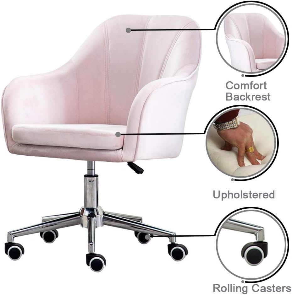 Chaise de bureau moderne rose en velours pour votre cocon