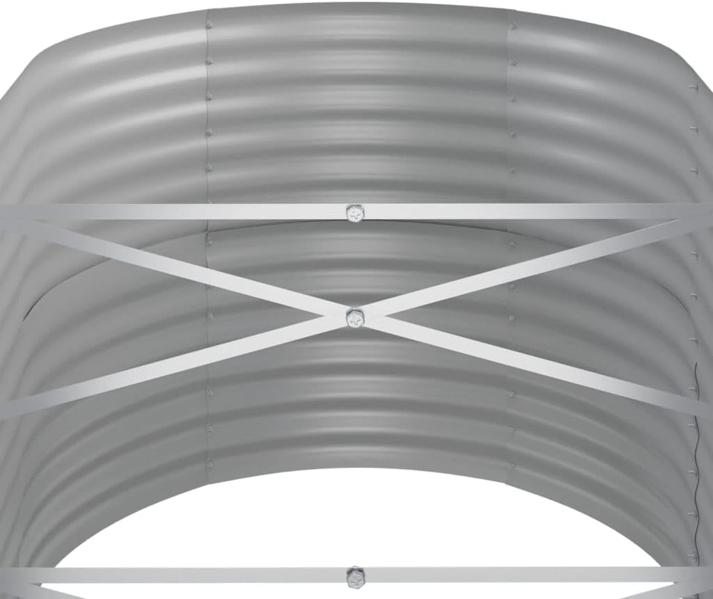vidaXL Powder-Coated Steel Garden Raised Bed- Silver, Spacious & Sturdy Planter for Vegetables, Flowers & Herbs, Suitable for Indoor/Outdoor Use