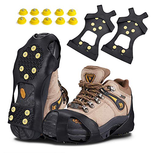 KUYOU Traction Ice Cleats, Snow Grips Ice Traction Over Shoe or Boot Rubber