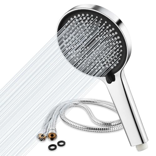 Colist Pommeau de douche et tuyau 2 m, pommeaux de douche haute pression avec 5 modes de pulvérisation, renforcement universel de la force pour une faible pression d'eau