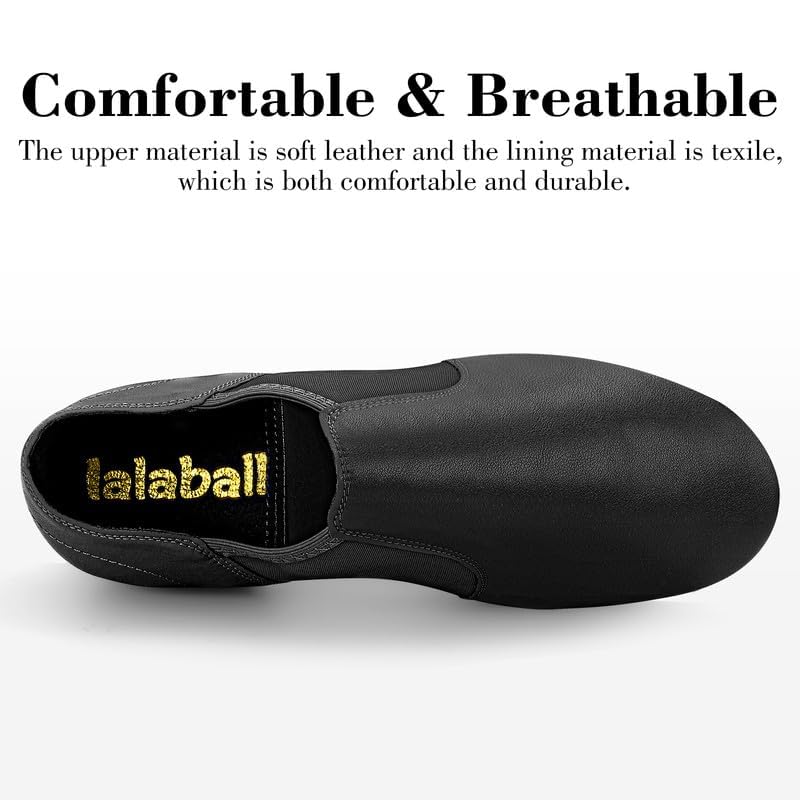 Jazz Shoes Leather Sole Slip-on Dance Shoes for Girls Boys,Black Brown (Toddler/Little Kid/Big Kid)4