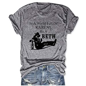 Xiaomomo-Womens-Yellowstone-T-Shirt-Funny-Dont-Give-Af-Like-Beth-Graphic-Tees-Tops Xiaomomo Womens Vintage TV T-Shirt Funny Dont Give Af Like Beth Graphic Tees Tops (L, Grey)