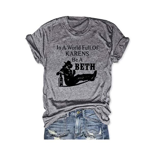 Xiaomomo-Womens-Yellowstone-T-Shirt-Funny-Dont-Give-Af-Like-Beth-Graphic-Tees-Tops Xiaomomo Womens Vintage TV T-Shirt Funny Dont Give Af Like Beth Graphic Tees Tops (L, Grey)