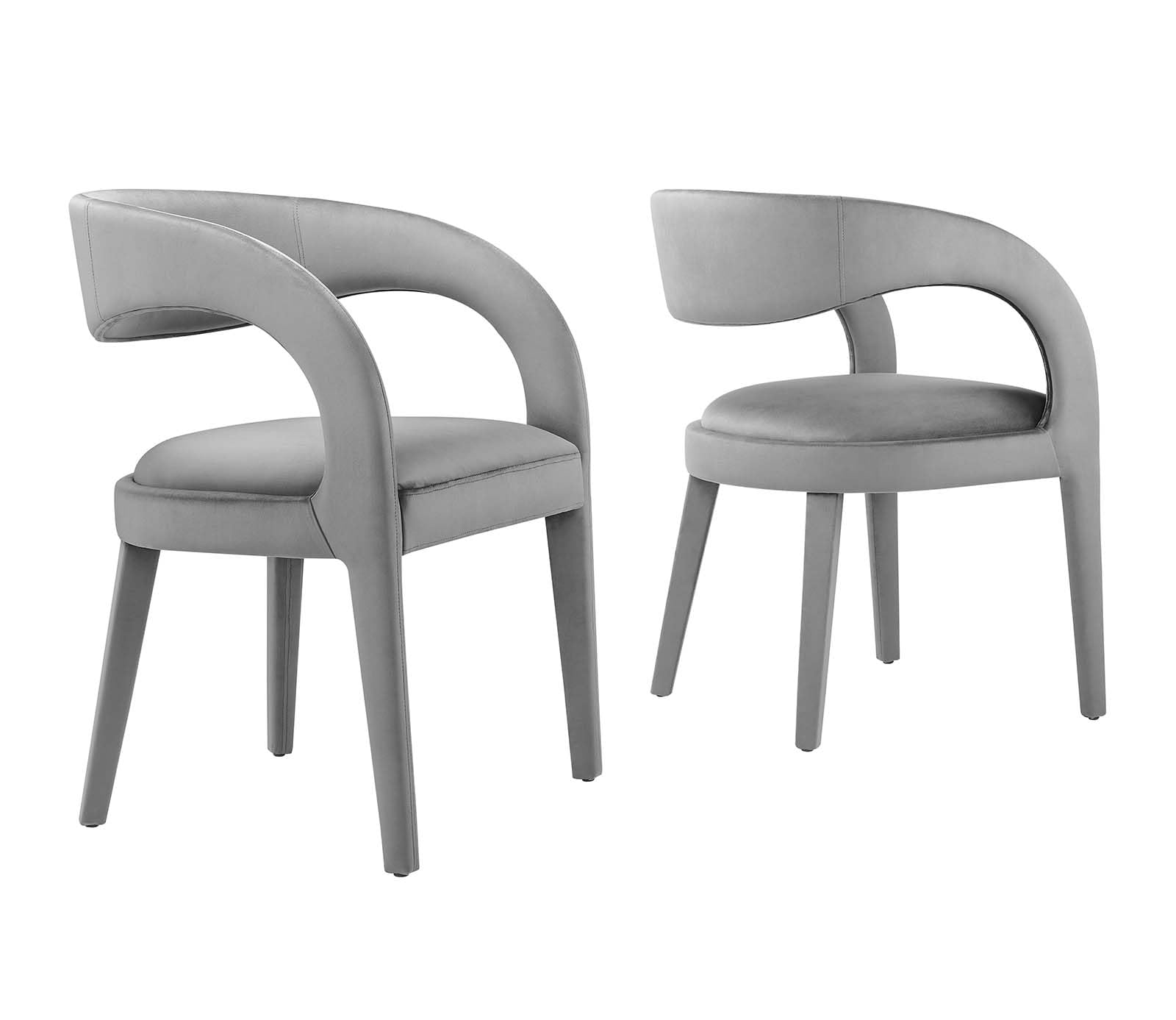 Modway EEI-6563-GRY Pinnacle Performance Velvet Dining Chair Set of Two, Gray