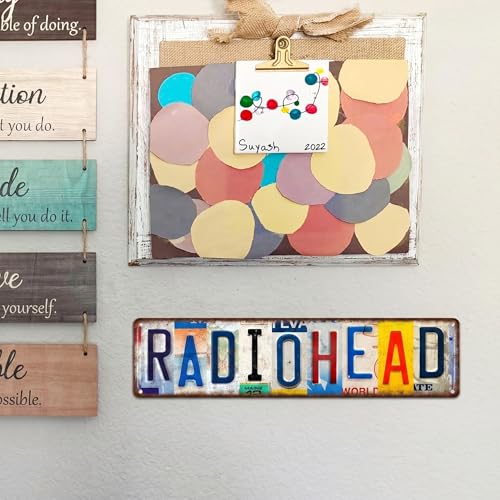 Vintage Radiohead Merch Metal Tin Sign - 16x4" Retro Music Street Sign Album Poster, Grunge & Emo Bedroom Wall Decor. — view 3