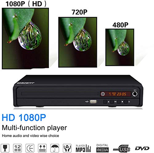 Dvd Player For Tv, Dvd Player With Hdmi & Av Output (Hdmi & Av Cable Included), All-Region Free, Usb/Mic Input,Coaxial Digital Out,Dvd/Cd/Mp3 Disc Player,Pal/Ntsc,Cd Players For Home(Wst-977) #TOP7