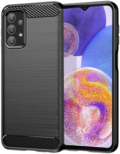 Samsung Galaxy A23 Case, Folmecket Carbon Fiber Scratch Resistant,Shock Absorption Soft TPU Rubber Protective Cell Phone Cover for Galaxy A23/M13/M23/F23 6.6" Black