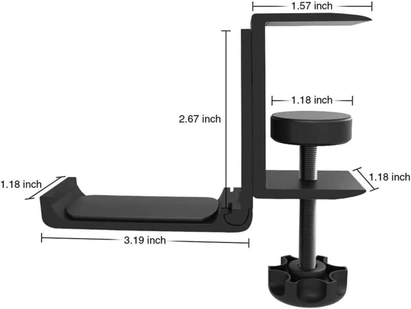 ヘッドホンハンガー ヘッドセットスタンド ユニバーサル 調節可能 折りたたみ式 軽量 デスク用ヘッドホンスタンド(Black)
