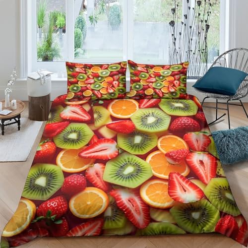 Funda nórdica de microfibra suave 3D con fruta arancione King 2