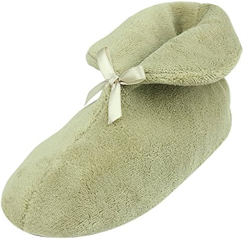 Forfoot House Shoes Women's Cute Bow Warm Soft Indoor Winter Fall Ankle Bootie Slippers Beige Women Boot Slippers Size 9-10