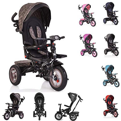 Byox Tricycle, Dreirad Jockey Gummireifen Musik Sitz drehbar Schubstange verstellbar, Farbe:beige Cover