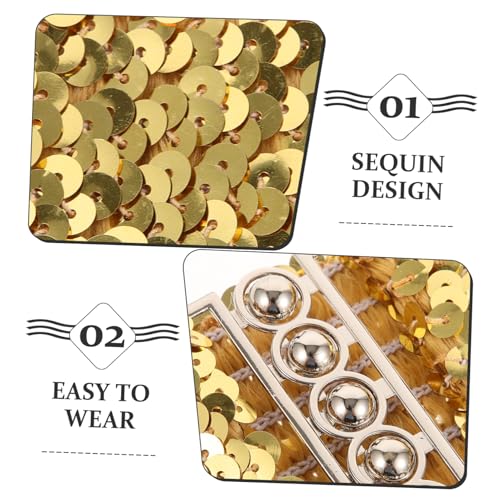 BESPORTBLE Sequin Elastic Waist Belt for Women Decorative Stretch Dress Belt with Shiny Mirror Sequins Fashionable Gold Clothing Accessory for Party and Casual Wear3