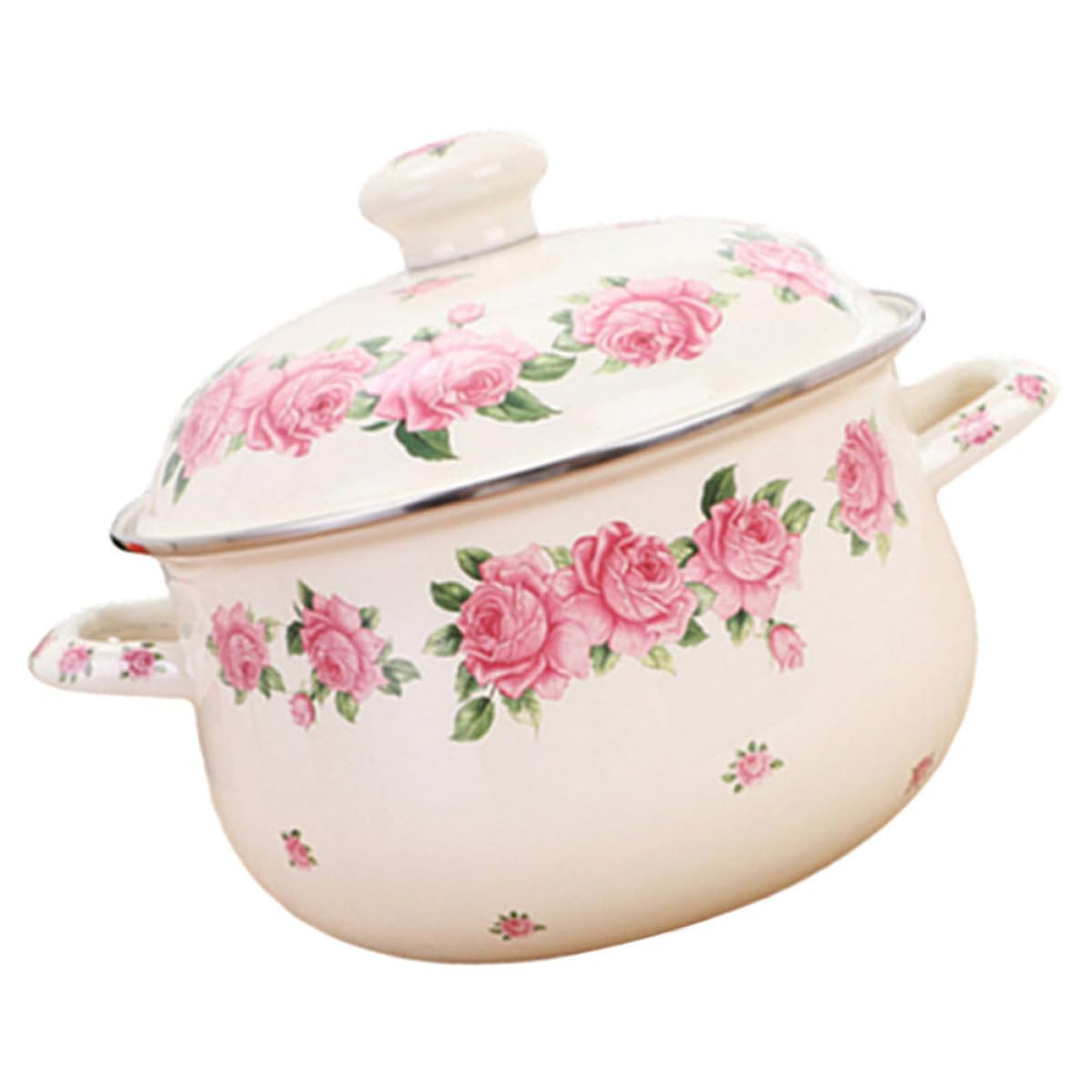 GALPADA Olla Pequeña Esmaltada de 2.8 Cuartos Tapa y Asa Ergonómica, Cacerola para Sopa y Alimentos Infantiles, Utensilios de Cocina Hogar