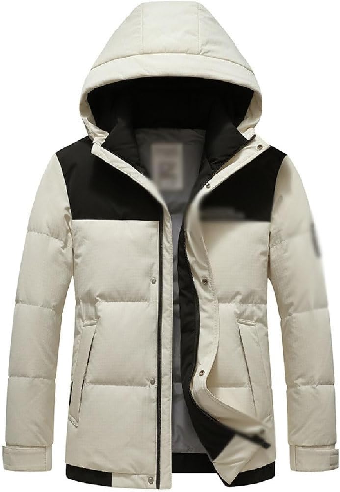 Men's Thickened Hooded Down Jacket White Duck Short Thick