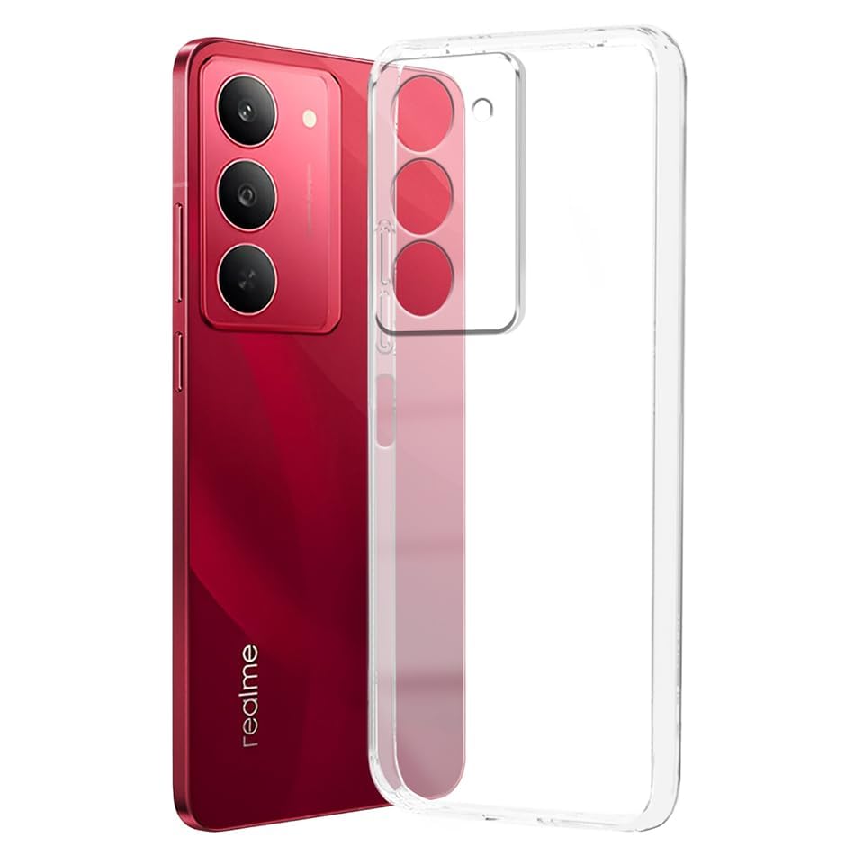 Image of COVERBLACK Soft Rubber Silicon Clear Back Cover Compatible Model for Realme 14x 5G - Transparent