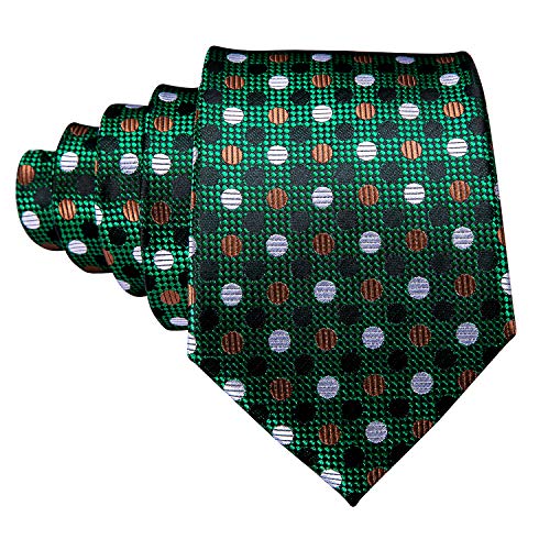 Image of Barry.Wang Ties for Men Silk Tie Sets Polka Dot Woven Necktie Pocket Square Cufflinks Business Wedding