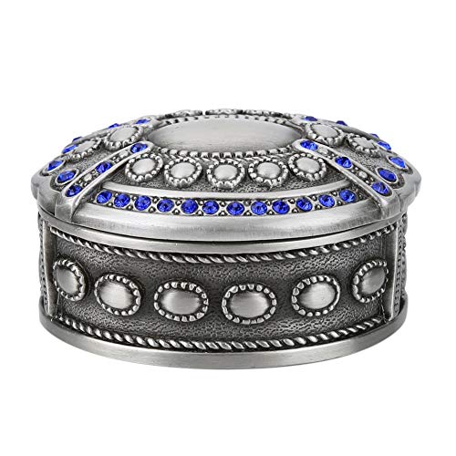 Jinxuny Caja de joyería Tallada Caja de joyería de aleación de Zinc, 1 unids Forma Oval Flor de la Vendimia Caja de joyería de aleación de Zinc Tallada para Almacenamiento de Anillo