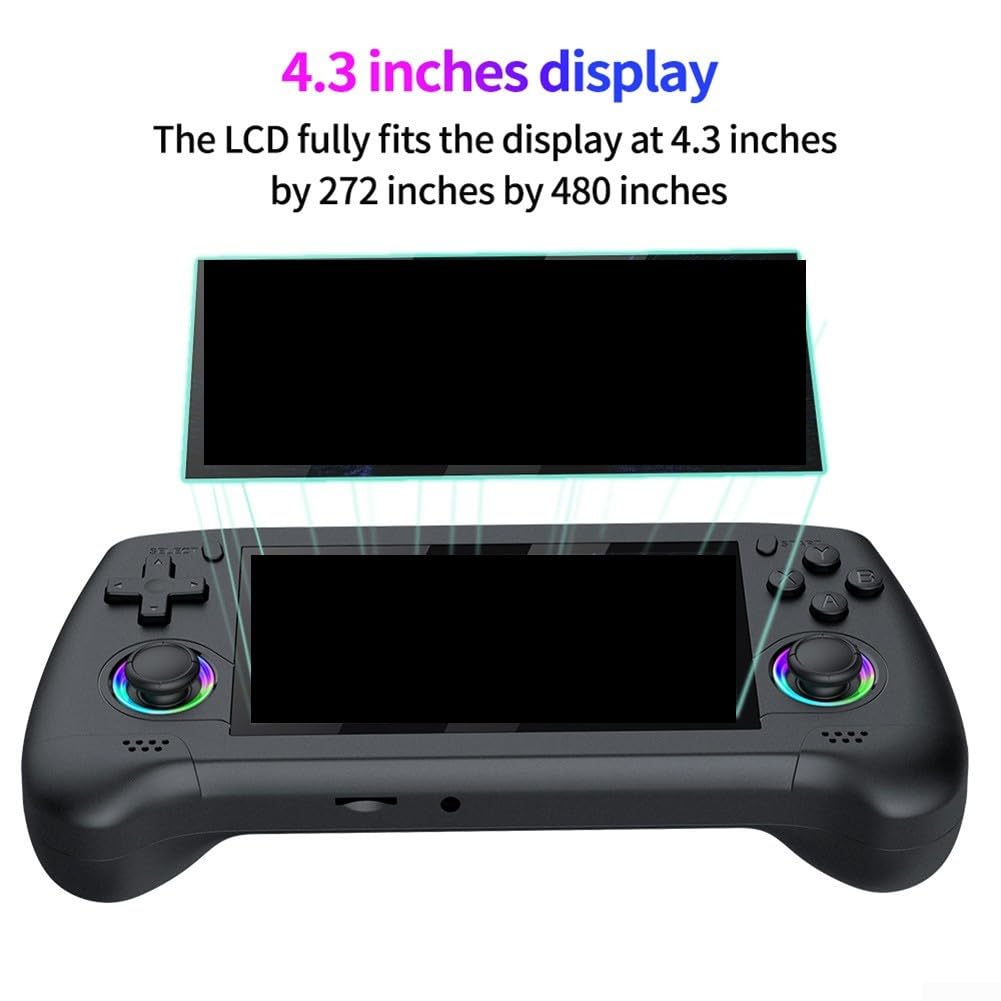 Console di gioco portatile, schermo RGB da 4,3 pollici per retrò 3D per giochi arcade Il design portatile consente di giocare sempre e ovunque (verde)