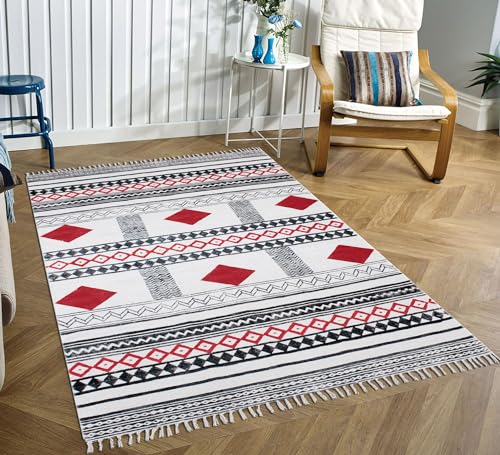 Tapis à tissage plat en coton robuste pour intérieur extérieur - 3